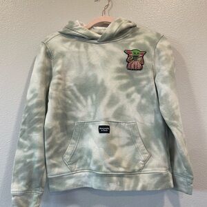 Abercrombie Kids Baby Yoda Green Tie Dye Hoodie Sweatshirt Pocket Pullover 11/12